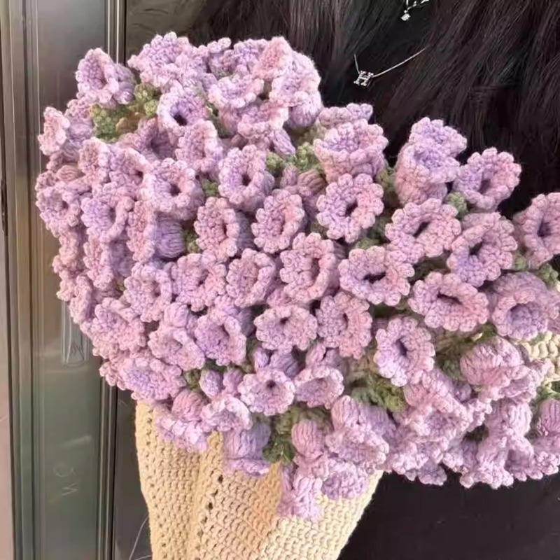 花束ブランケット完成品素材パッケージウール DIY フラワーブランケットかぎ針編みウールかぎ針編み花自家製ローズブランケット|undefined