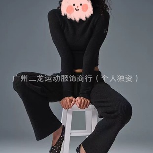 Big Sale Non-Returnable Al Autumn and Winter Plush Slim Long-Sleeved Suit Knitwear Knitwear Wide-Leg Casual Slimming Look Sports