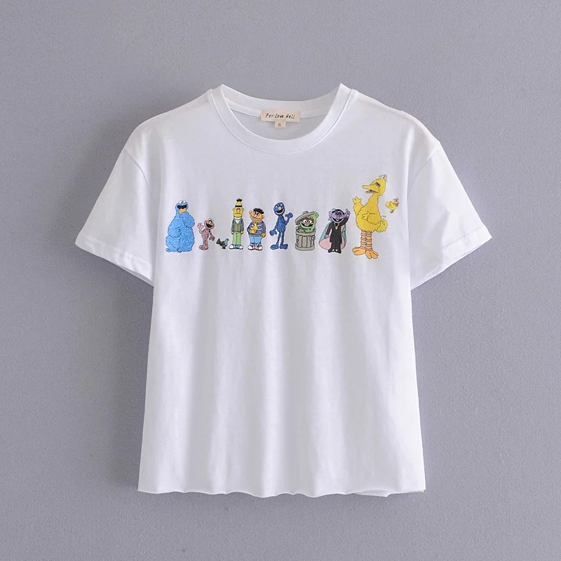 Summer new style fashion cartoon print loose short sleeve T-shirt NSAC32690