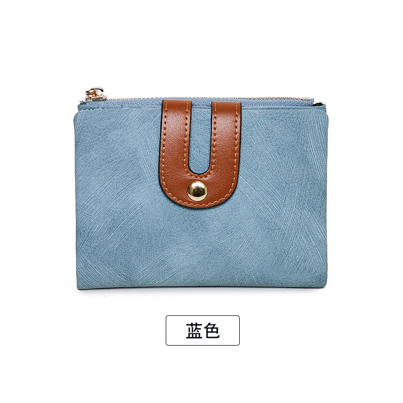 Cartera corta estilo coreano 2023, simple y moderna, doble pliegue, versátil, para estudiantes