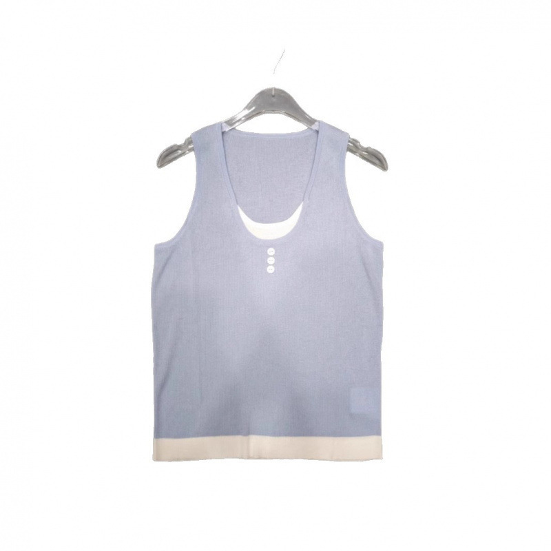 2025 Fake Double-Layer Color-Blocking Vest Korean Style Basic Versatile Age-Reducing Knitwear 2025 Fake Double-Layer Color-Blocking Vest Korean Style Basic Versatile Age-Reducing Knitwear
