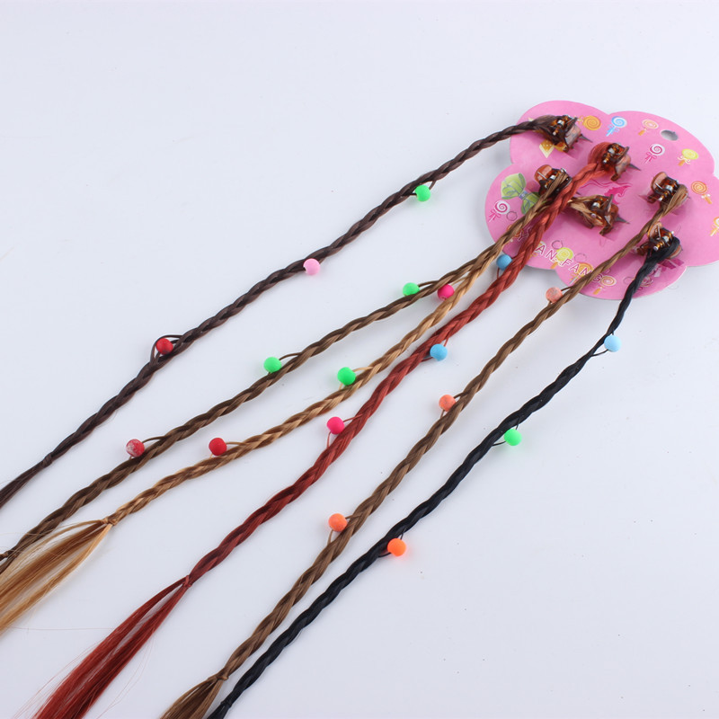 带夹子彩色假发辫子