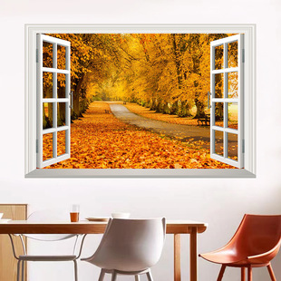 Self-Adhesive Mural Artificial Fake Window Wall Sticker Wallpaper Living Room Room Dormitory Bedroom Landscape Wallpaper Decorative Sticker