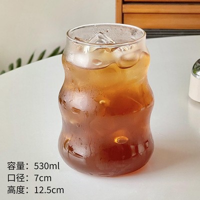 Gordo té de leche nubes tazas de vidrio de alto silicio copas de vidrio con cubierta para niñas caseras tazas de café de paja set