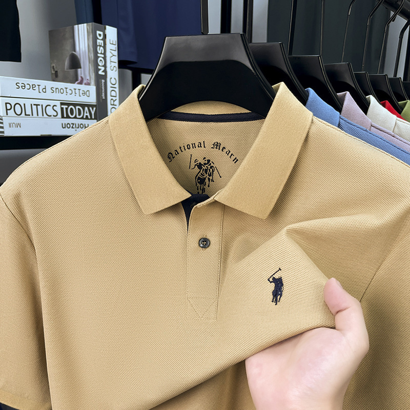 100% シルケット綿ポールブランド紳士服夏メンズ半袖 Tシャツラペル純綿高品質ポロシャツ男性用|undefined