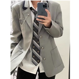 Spring and Autumn Japanese-Style College Dk Uniform Suit for Men and Women, Loose and Stylish Student Class Uniform with Badge Suit