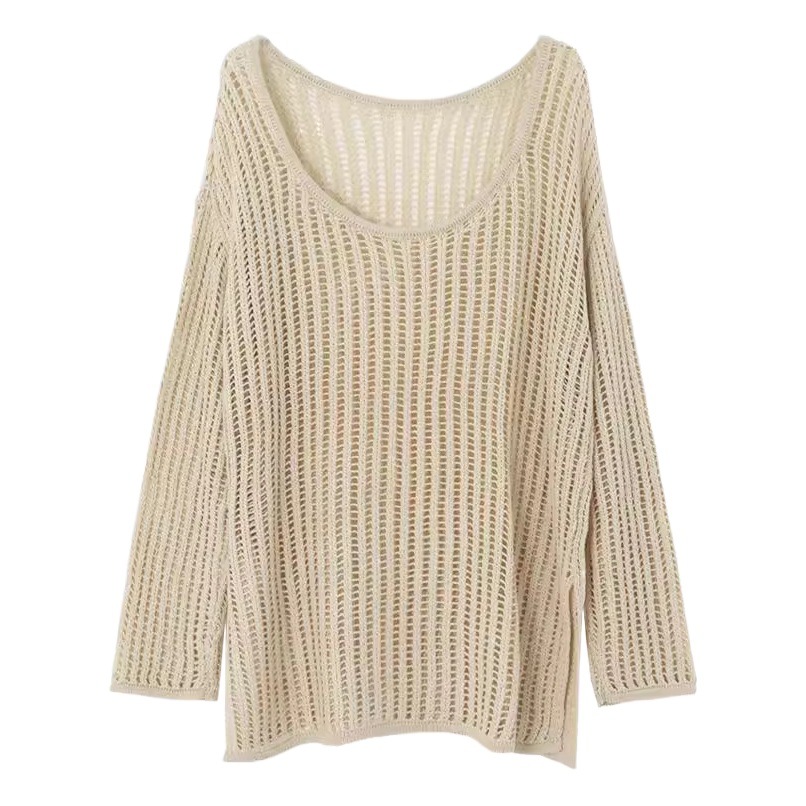 Chaqueta de Punto Calada para Protección Solar de Viscosa Manga Larga