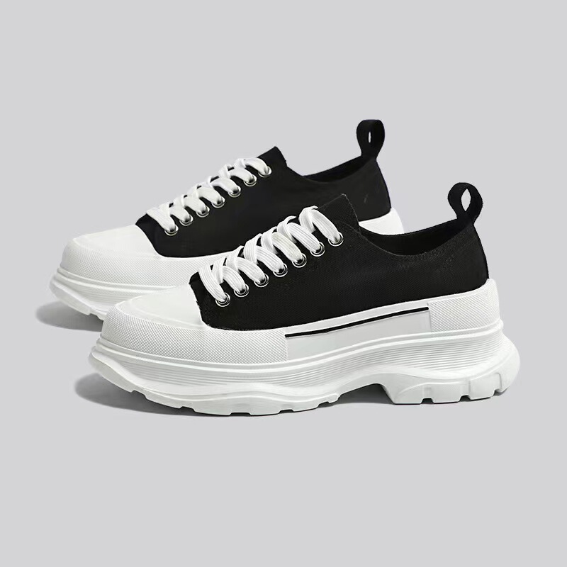 Mcqueen Canvas Shoes for Women, Spring 2025, Thin and Breathable, Height-Increasing Platform Thick-Soled Sports Casual Couple's Dad Shoes