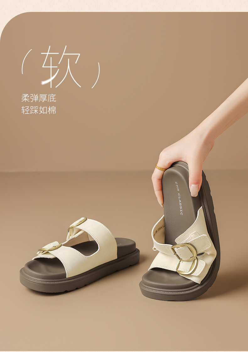 Dép sandal nữ xỏ ngón đế bệt kiểu Birkenstock — AY352 Xanh dương chi tiết 5