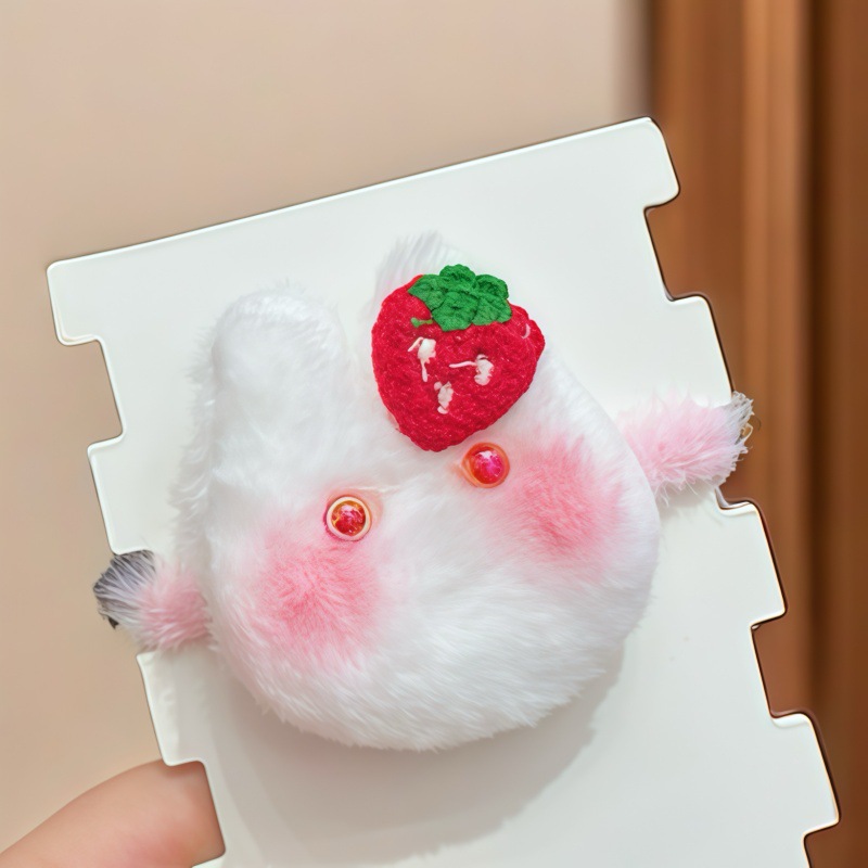 Niños de paja de dibujos animados peluche clip para el cabello adorable bebé blush conejo cuerdas de cabello lateral clip para el cabello