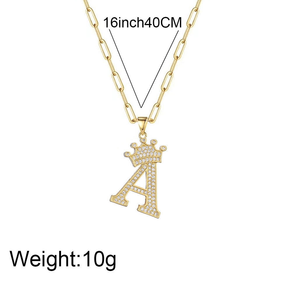 Fashion Zircon Crown 26 English Letter Pendant Trendy Simple Personality Necklace Necklace display picture 1