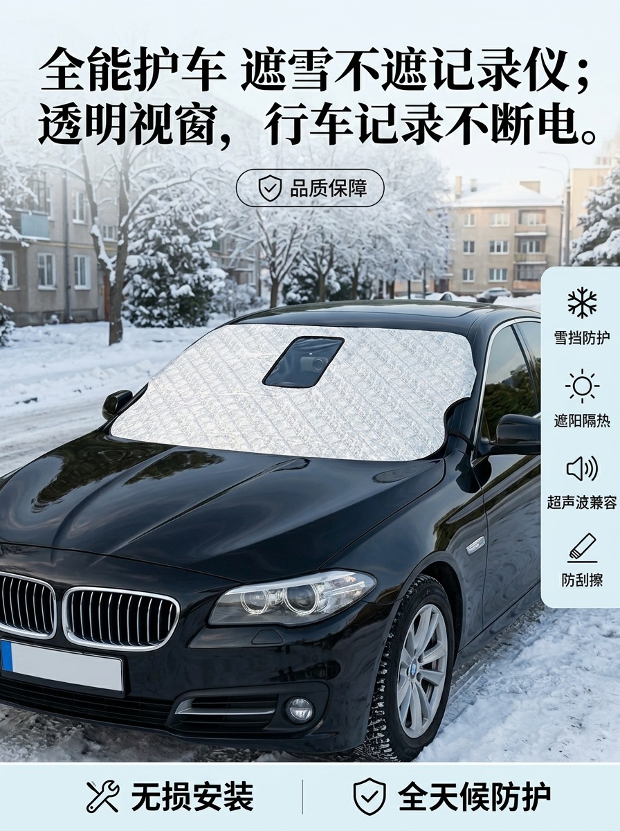 Car snow cover, front windshield anti-freeze cover, windshield anti-frost and anti-snow cover, thickened winter windshield cover, snow shield, sunshade