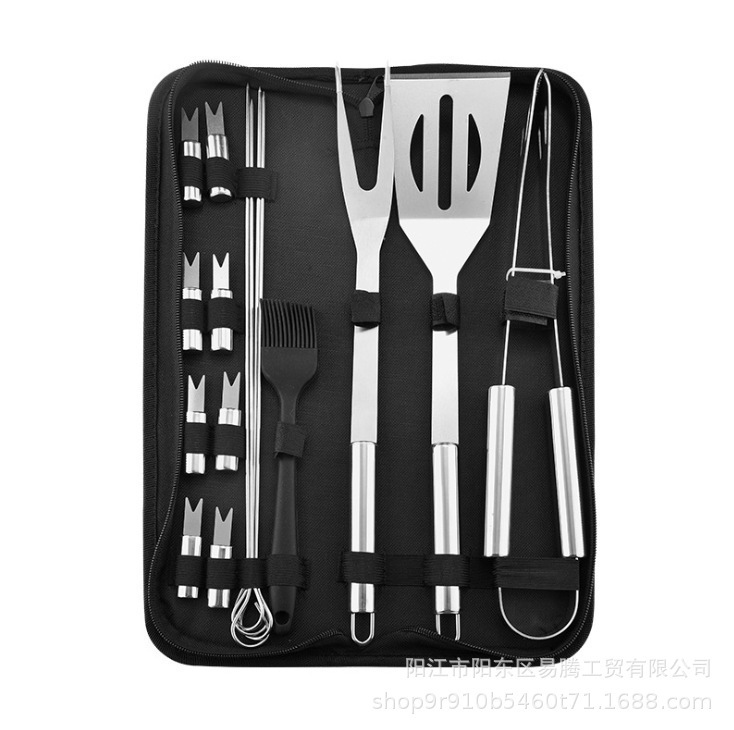 厂家直供不锈钢烤具铲叉夹组合三件套BBQ野营户外家庭聚餐烧烤具|undefined