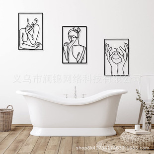 3-piece set simple abstract female modeling metal wall art sign Nordic style hollow plaque living room bedroom