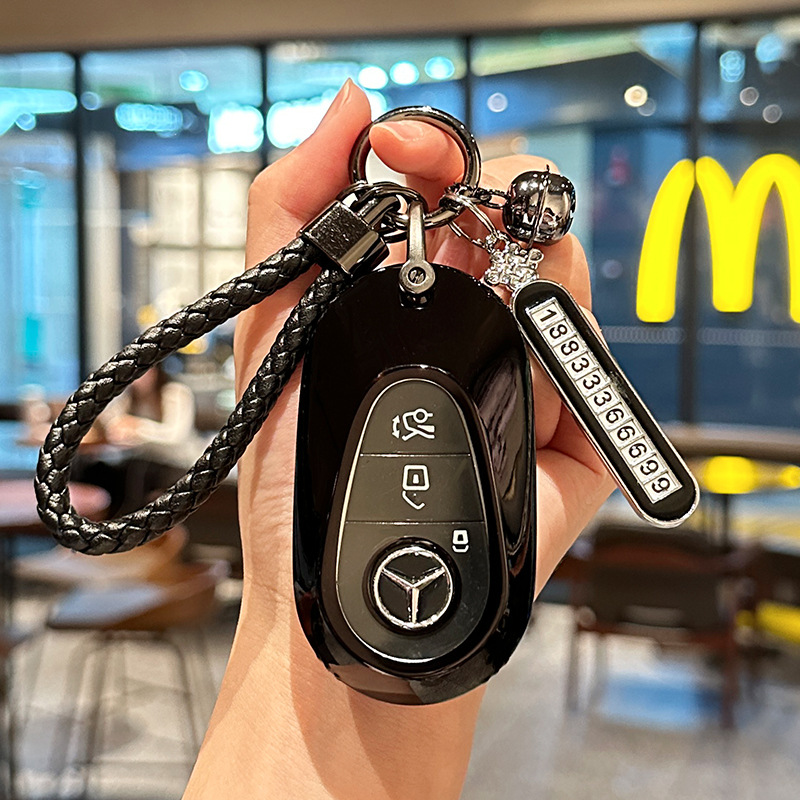 메르세데스-벤츠 C [투명 블랙] 벨 꼰 로프 안전 번호판