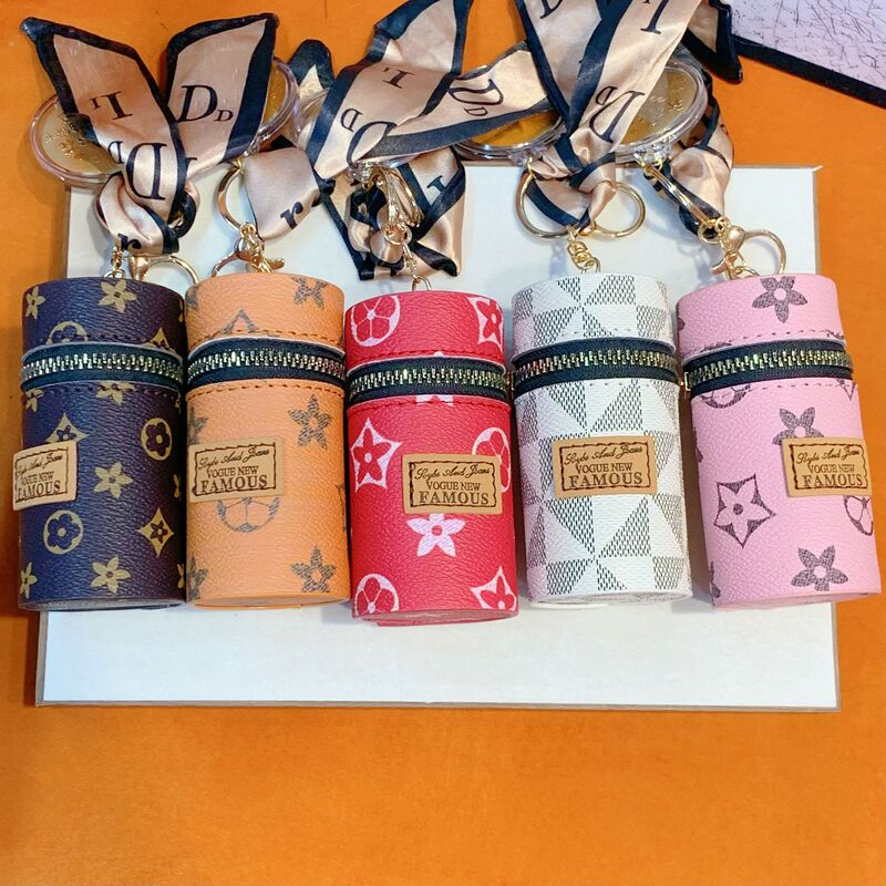 New Presbyopic Keychain Cylindrical Lipstick Bag Lipstick Bag Headphone Storage Mini Coin Purse Small Portable