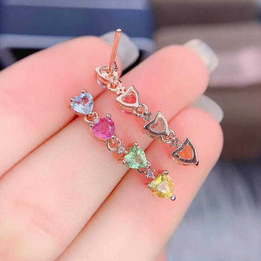 Серьги из турмалина сердце, аксессуар, простой и элегантный дизайн
