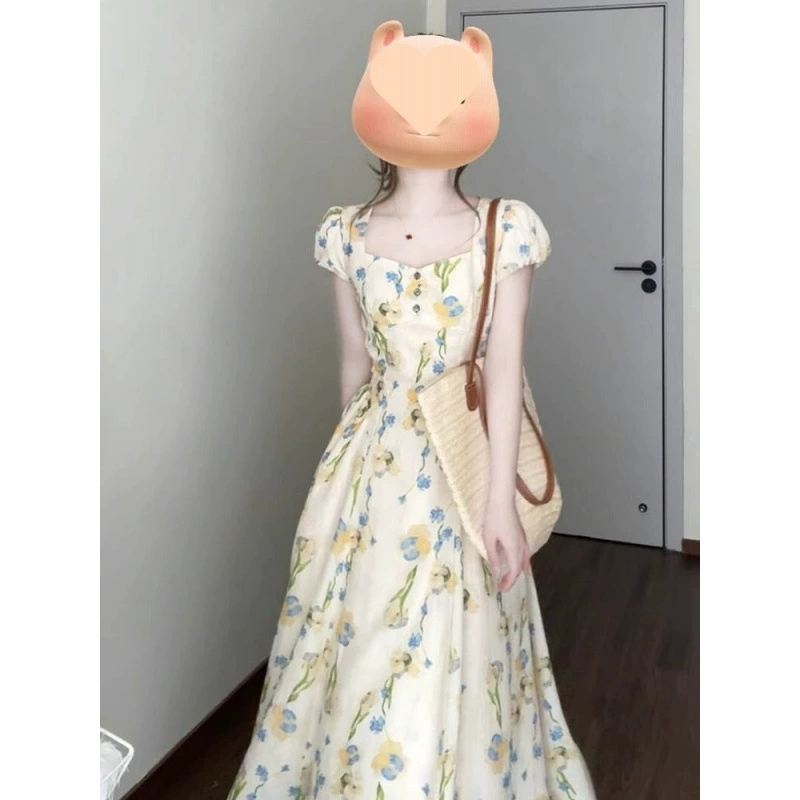 Красивая, уникальная и красивая юбка с легким жирным пышным поясом для женщин, новинка 2025 года, раннее лето, платье с цветочным принтом