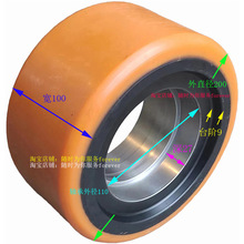 2吨杭叉小前移式叉车前轮载重轮胎200*100*110  聚氨酯胶皮轮子