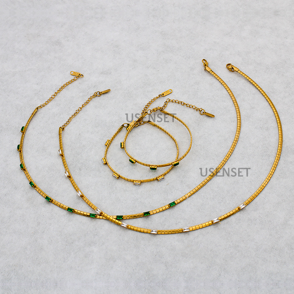 Simple Style Geometric Stainless Steel Gold Plated Zircon Necklace