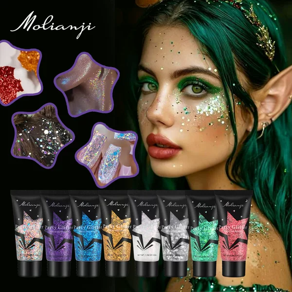 【Foreign Trade】Pearlescent Gel Sequin Glitter Eye Shadow Face Stage Nightclub Makeup Glitter