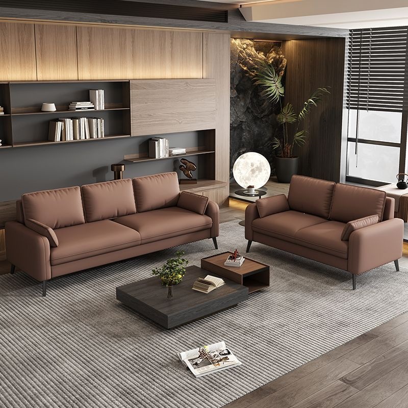 Modern Minimalist Cat-Scratch-Resistant Leather Office Sofa Set for Reception, Rental Apartments, Business Reception, and Small Spaces