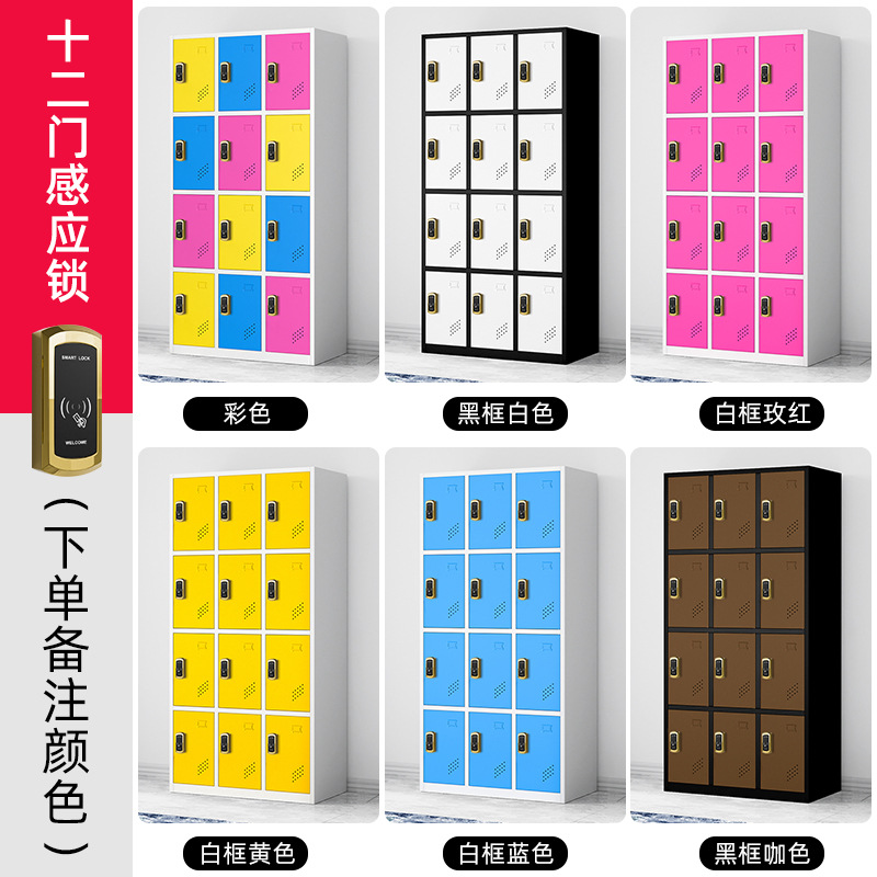 カラージム浴室ロッカー従業員寮鉄皮ロッカーロック付き床屋収納バッグ交換キャビネット