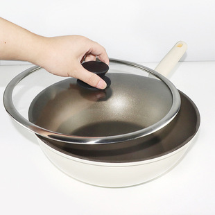 Stainless Steel Pot Lid T-shaped Wide Side Lid Household 304 Stainless Steel Soup Pot Frying Pan Tempered Glass Pot Lid High Temperature Resistant
