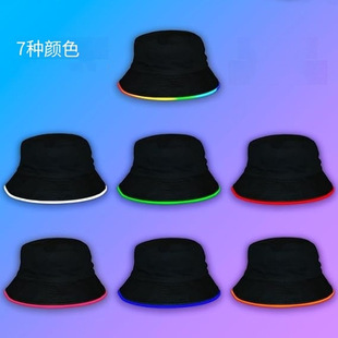 Outdoor Casual Luminous Sunshade Hat Led Optical Fiber Luminous Fisherman Hat Halloween Music Festival Party Led Luminous Hat