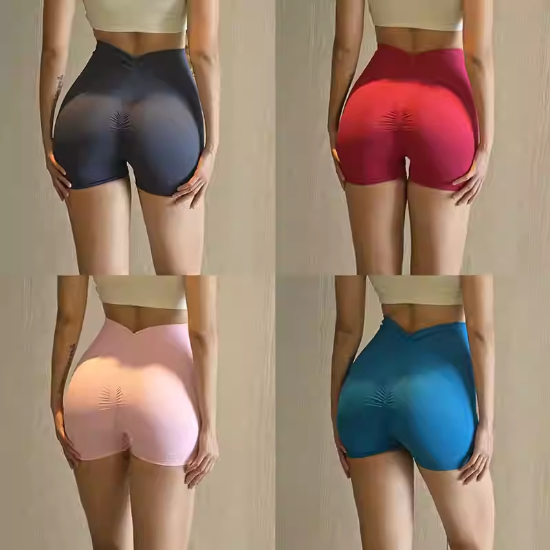 High-Waisted, High-Elasticity, Butt-Enhancing Knit Fitness Sports Yoga Shorts in European and American Style