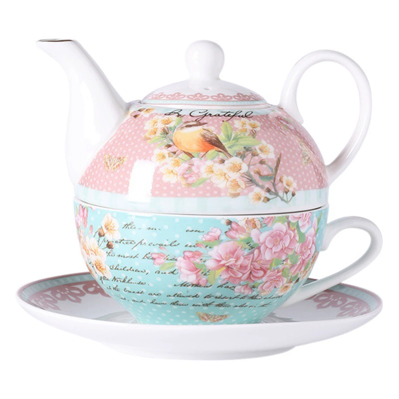 Британский чайник для послеобеденного чая с фильтром, креативный керамический чайный набор для одного человека с цветочным узором, возможность нанесения логотипа
