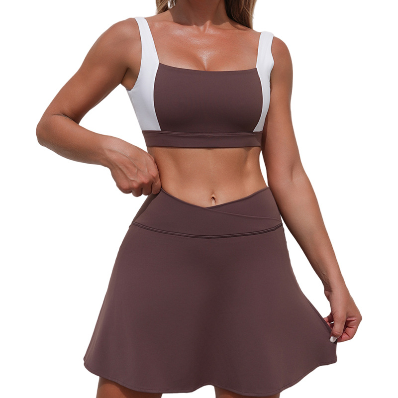Nuevo chaleco deportivo transfronterizo de retroceso de color, mujeres, Europa y Estados Unidos, fitness, ropa de yoga, ropa apretada para mujeres.