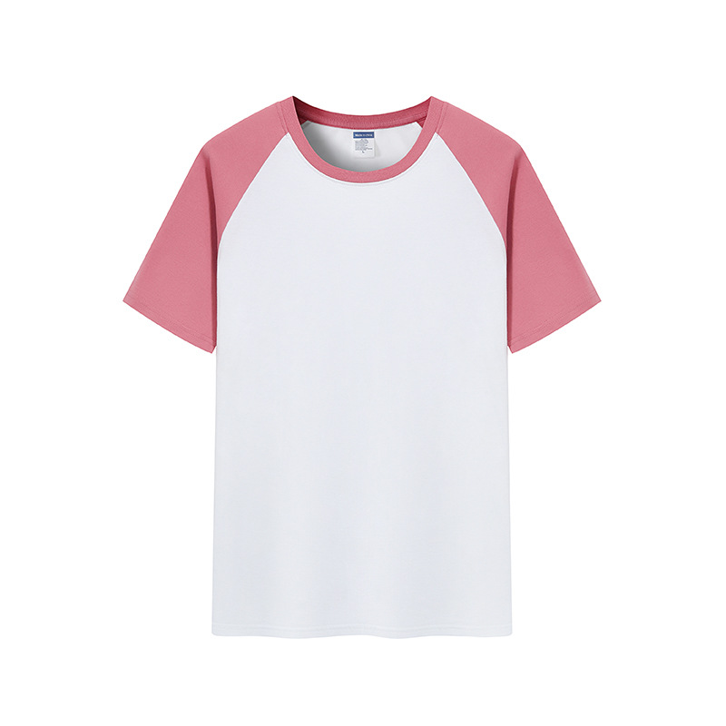 Verano nuevo 200g Raglan color a juego de manga corta camiseta juventud algodón retro contraste suelto color cuello redondo top