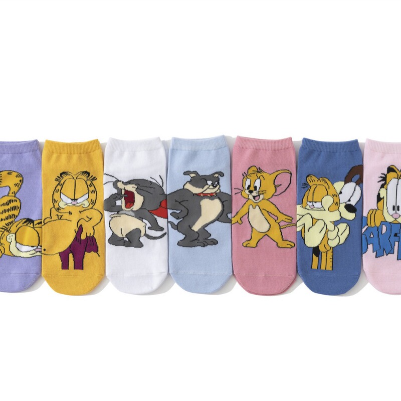 Cat and Mouse Garfield Four Seasons European and American Women's Tide Socks Spongebob Socks Men's Cotton Women's Factory Wholesale Boat Socks