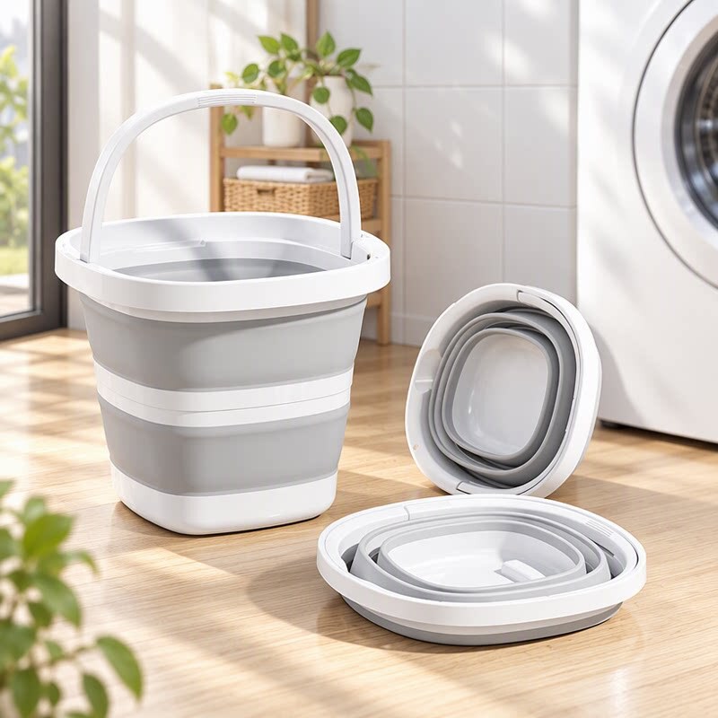 Folding Water Bucket for Home Use, Large Capacity, Portable, Collapsible Plastic Bucket with Handle, Suitable for Student Dormitories