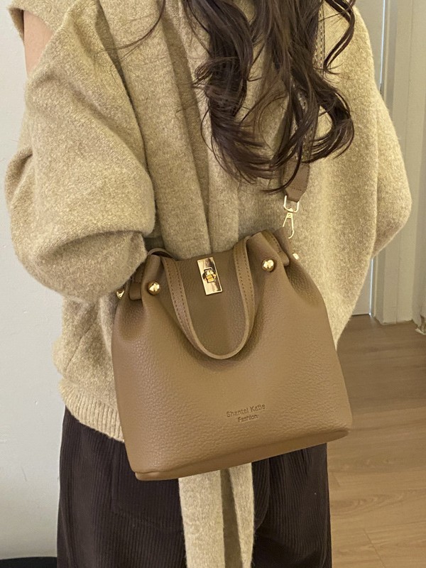 Bolso de cubo de mano de gran capacidad de mujeres venta caliente transfronteriza nuevo lichi bloqueo plegable moda casual bolso de mochila