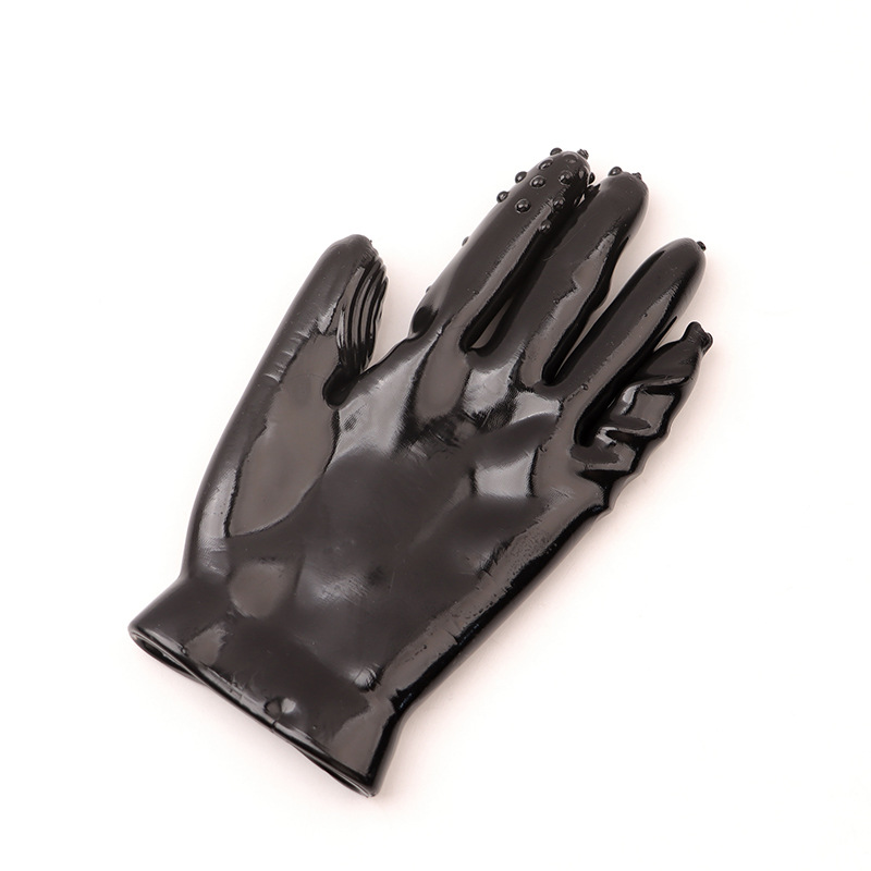 Finger Cots Textured Clitoral Stimulation Gloves with Lubricant, Black TPE — detail image 5