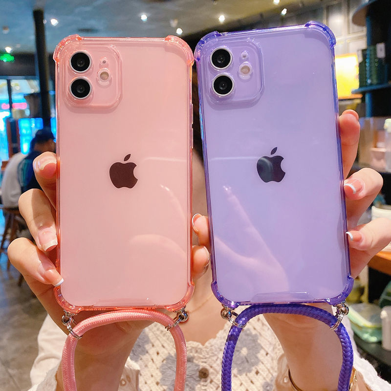 Funda para teléfono Apple 16 con cordón transparente, compatible con iPhone 17 Pro Max, cobertura total, cordón diagonal en forma de X, 8 Plus, femenino, 15
