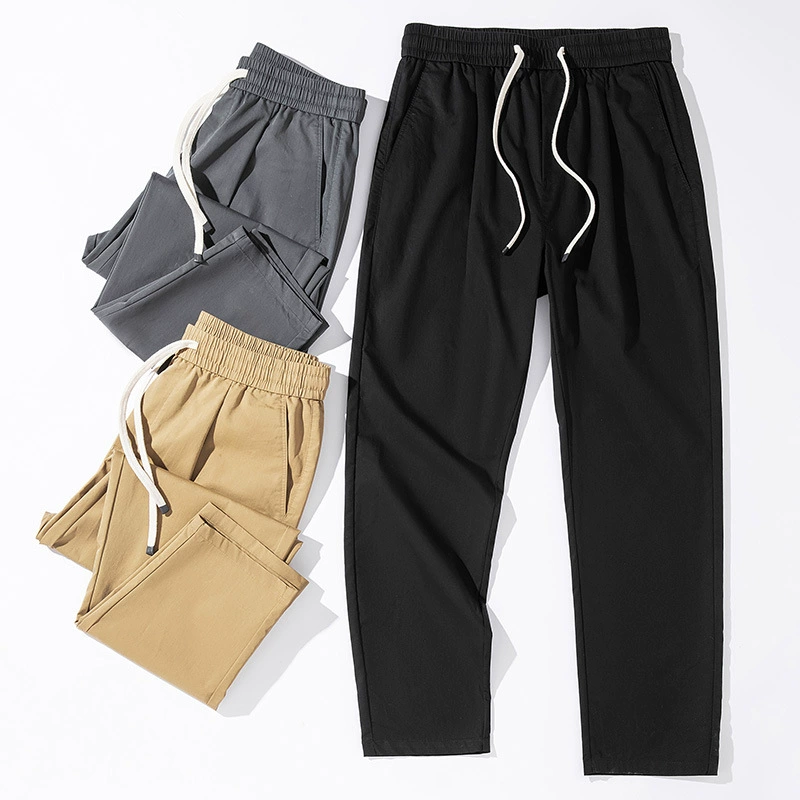Летние мужские повседневные брюки, свободные брюки длиной до щиколотки, брюки с эластичной резинкой на талии для подростков и студентов, мужская одежда в корейском стиле, тонкие брюки с антибактериальной пропиткой.