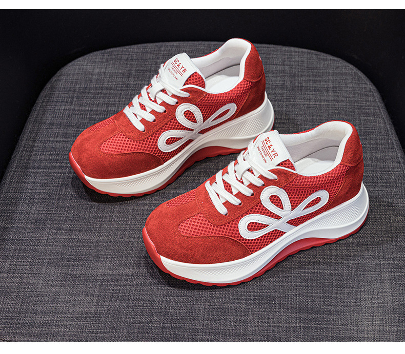 Giày sneaker nữ đế dày phong cách Đức phối da lộn màu đỏ Ancola — M2915 mạng đôi màu vàng, M2915- Mạng trong suốt 1m màu, M2915-1 lưới trong suốt màu vàng, M2915 mạng kép màu đỏ chi tiết 37