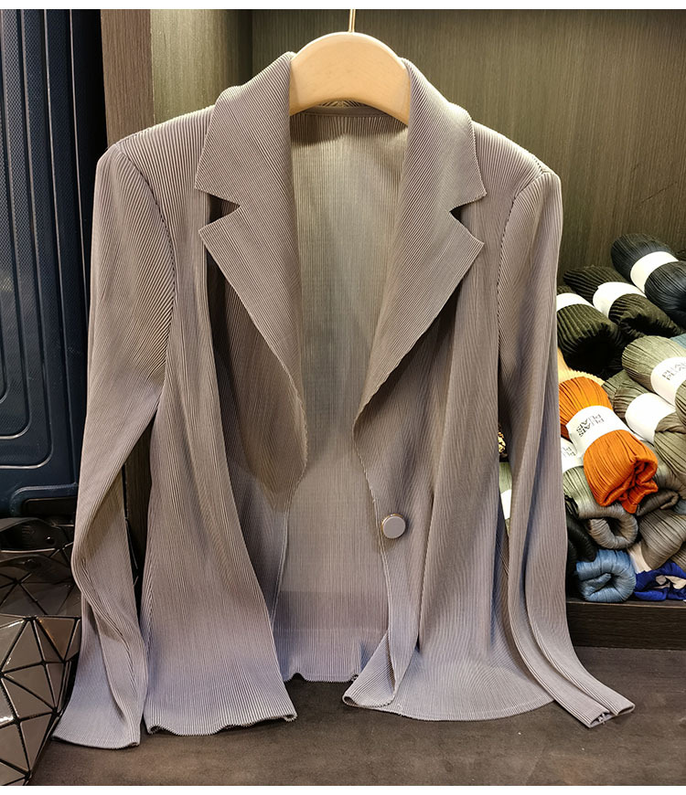 Áo blazer nữ một nút xếp ly tay dài cao cấp mùa xuân hè — Màu tím, Màu đỏ hoa hồng, Màu hồng, Màu xanh lá chi tiết 24