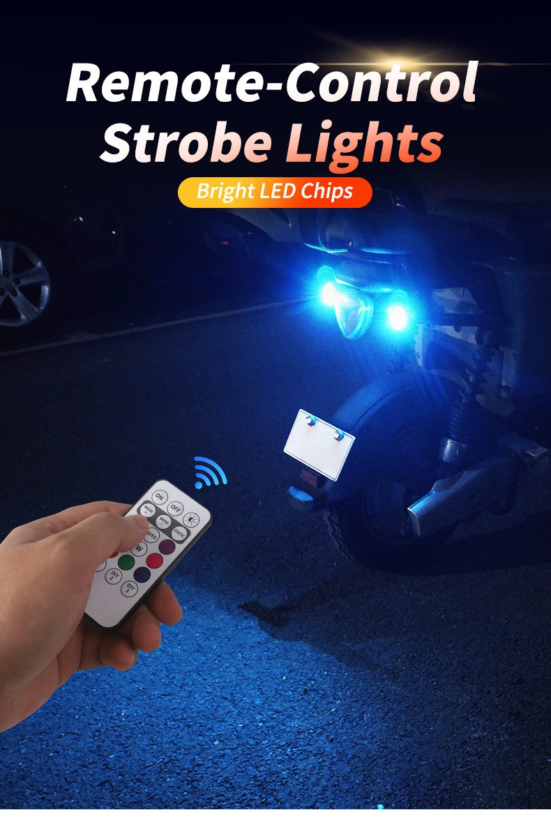 Wireless Remote Control Aircraft Light for Foreign Trade, Multi-Mode Colorful LED Strobe Light, Rechargeable RGB Warning Light for Cars and Motorcycles