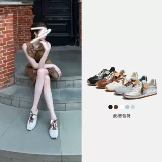 牛翻皮~麦穗音符德训鞋女鞋2026秋季新款时尚通勤运动休闲鞋女鞋