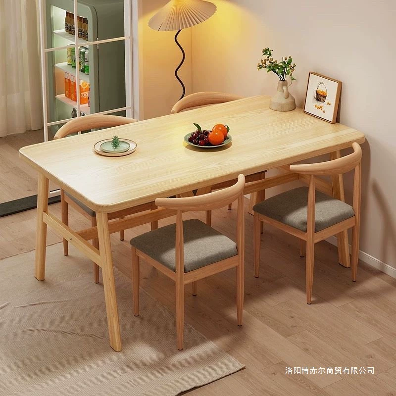 Обеденный стол для ресторана быстрого питания, утолщенный прямоугольный обеденный стол и стул, комбинированный бытовой коммерческий простой обеденный стол и стулья из дерева