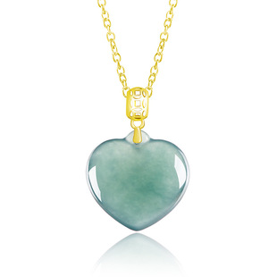 genuine goods Natural A Goods Jade Blue Water Love Jade Pendant 18K Gold Ice Pendant Fashion Women's Jade Pendant