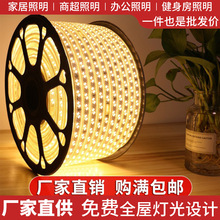 灯带5730高压220V户外防水 2835双排三排家装工地柔性彩光LED灯条