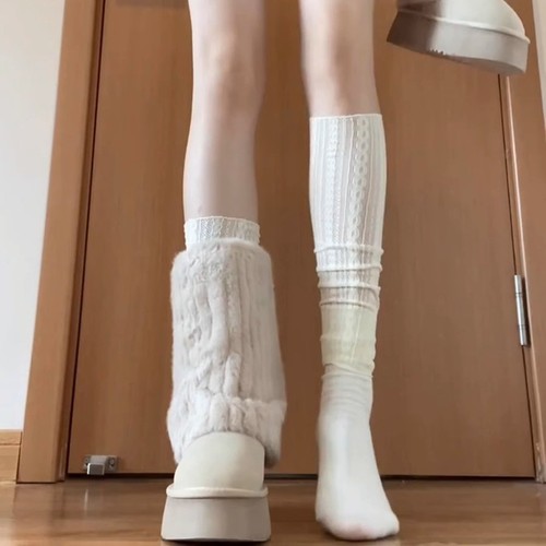 Stocking set for women, spring and autumn, pile socks, white calf socks, matches boots, slimming leg cover, ballet style stockings, long socks