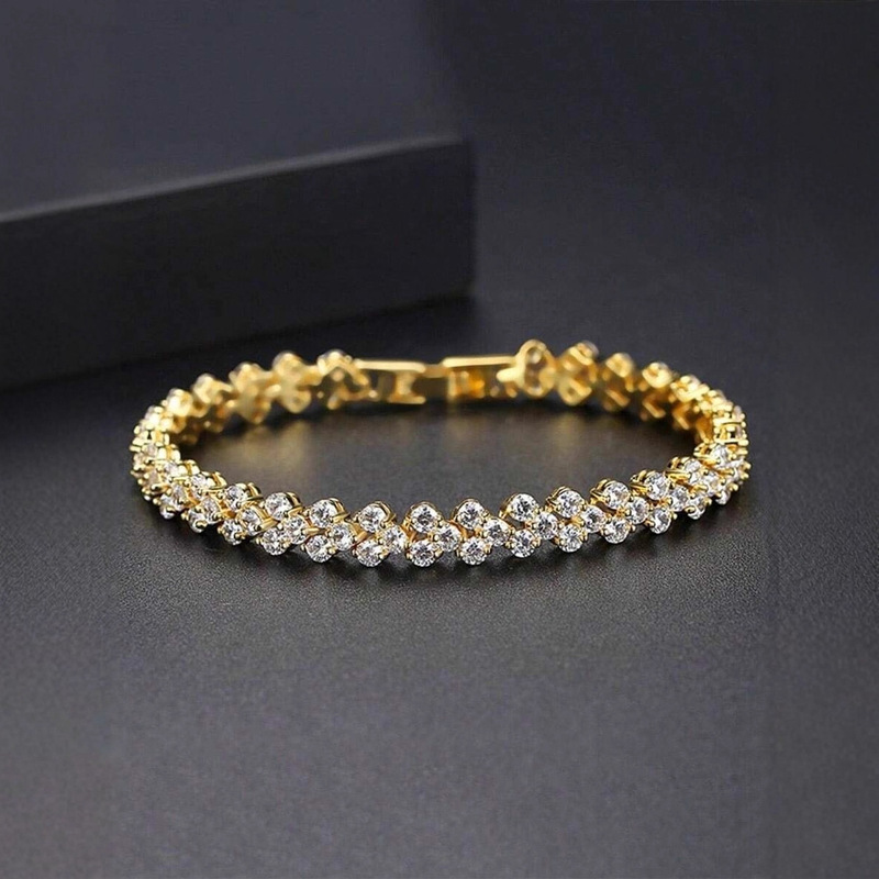 Cross-Border Xiyin Popular Foreign Trade European and American Roman Bracelet Zircon Crystal New Bracelet Inlaid with Diamonds Fashion Jewelry Full of Diamonds Cross-Border Xiyin Popular Foreign Trade European and American Roman Bracelet Zircon Crystal New Bracelet Inlaid with Diamonds Fashion Jewelry Full of Diamonds