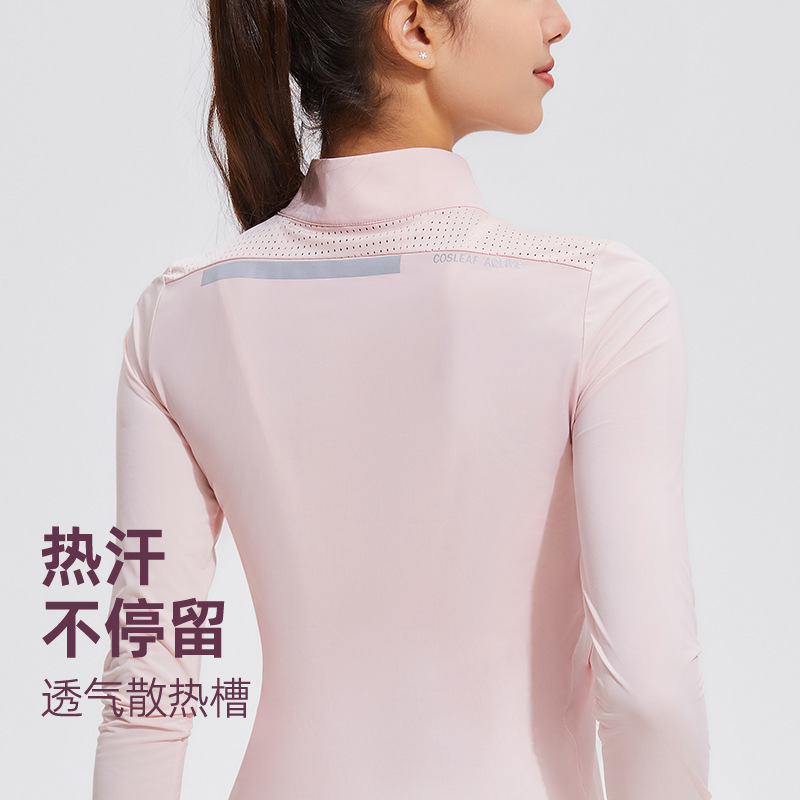 Mangas largas de cuello de mujer velocidad seco uniformes de golf medio cremallera correr deporte al aire libre mangas largas de verano agujero de ventilación solapa