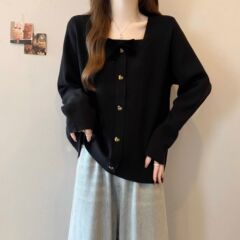 プラスサイズの女性のボウスクエアカラー長袖Tシャツ女性用2025春秋新作ファットmmルーズ痩身トップ